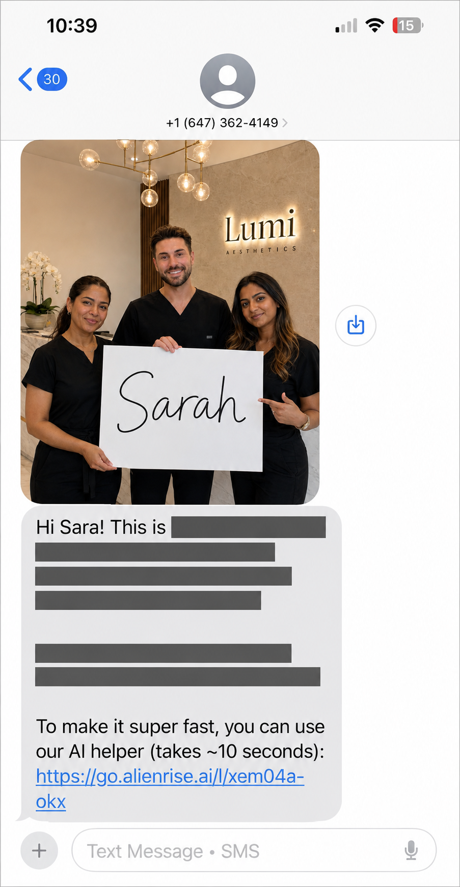 Personalized review request message for Steph